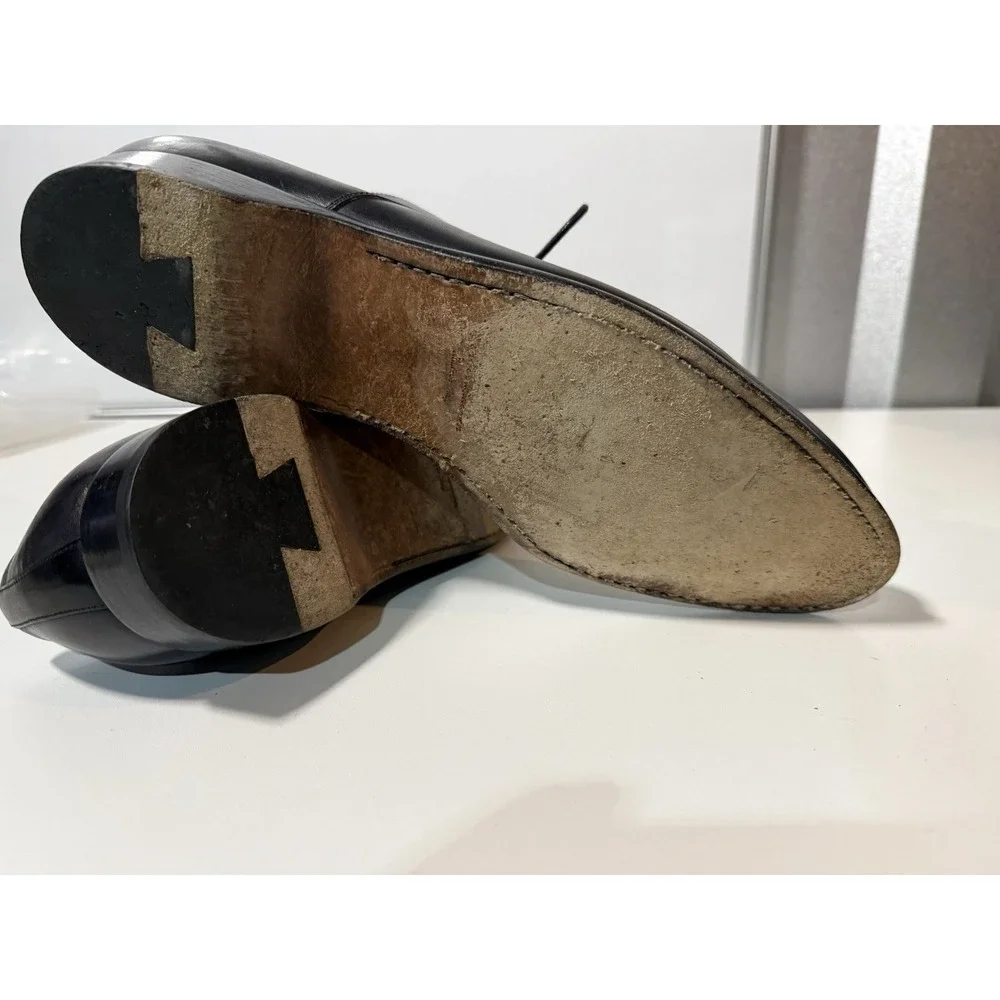 $1250 | RALPH LAUREN‎ PURPLE LABEL DELLER 12D D PLAIN TOE DERBY BLACK CALFSKIN